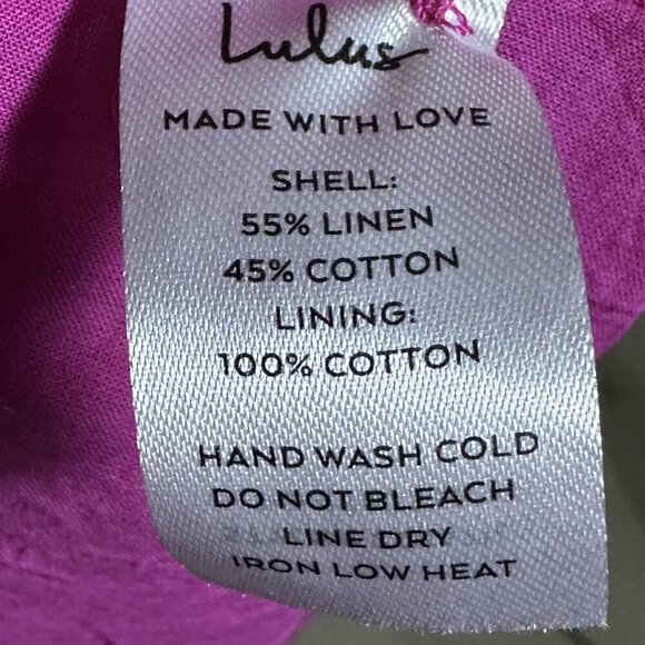 Lulus Blissful Afternoon Hot Pink Linen Tie-Back Midi Dress L Summer Lined - Picture 13 of 13